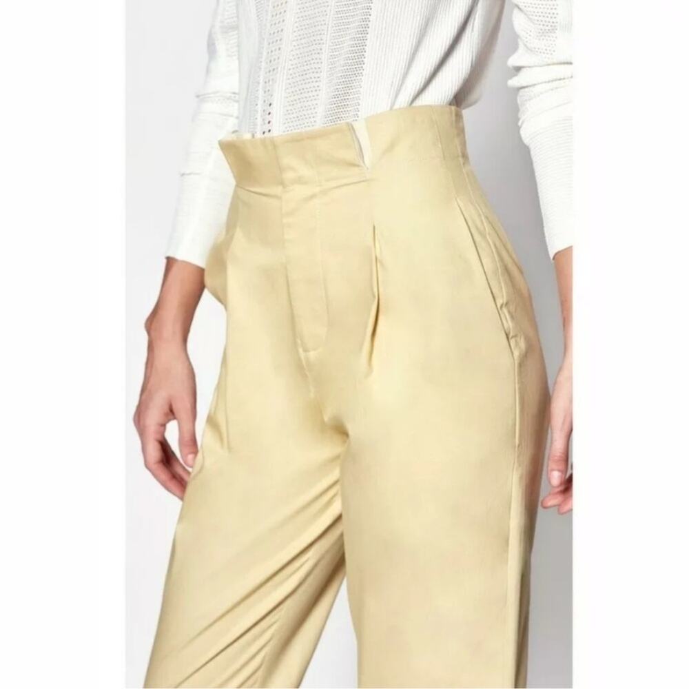 Equipment Lucille Sable Dor Butter Yellow High Rise Ankle Paperbag Pants Size 10 - Picture 2 of 14